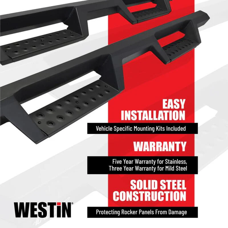 Westin 07-18 Jeep Wrangler JKU 4dr. HDX Stainless Drop Nerf Step Bars - Tex. Blk - Image 3